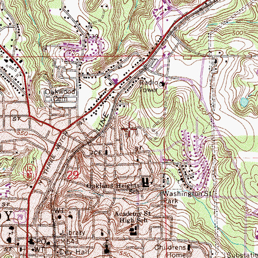 Topographic Map of Oaks Heights, AL