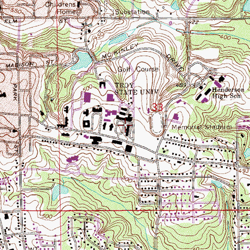 Topographic Map of Pace Hall, AL