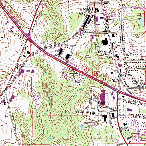 Topographic Map of Pine Forest Estates, AL