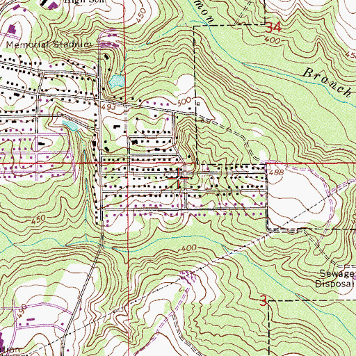 Topographic Map of Ridgewood, AL