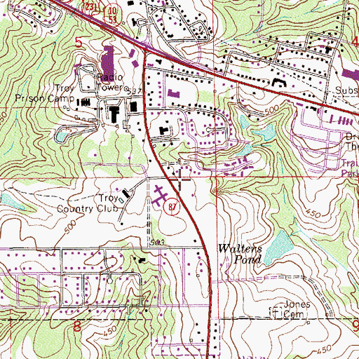 Topographic Map of Saint Martins Catholic Church, AL