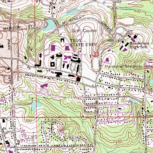 Topographic Map of Sartain Hall, AL
