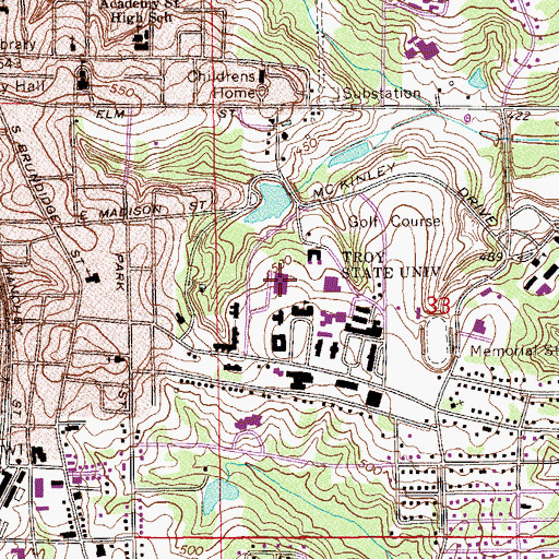 Topographic Map of Wallace Hall, AL