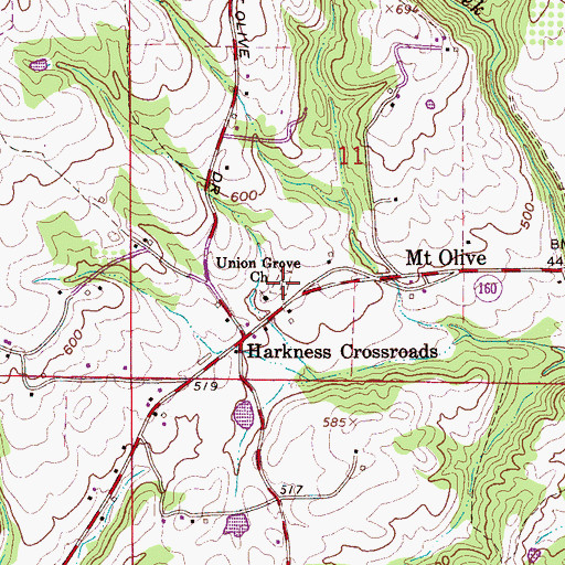 Topographic Map of Union Grove Cemetery, AL