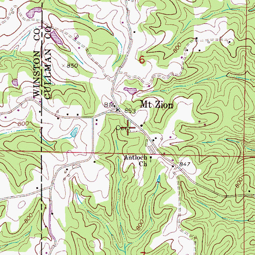 Topographic Map of New Mount Zion Cemetery, AL