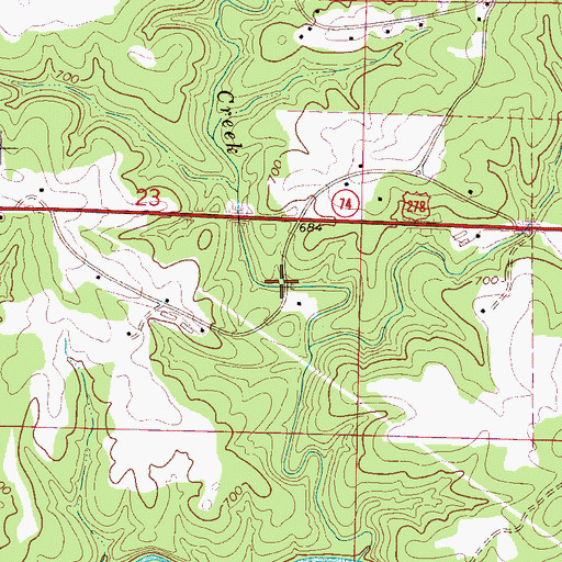 Topographic Map of Cagles Mill (historical), AL