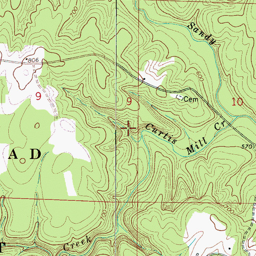 Topographic Map of Coles Mill (historical), AL