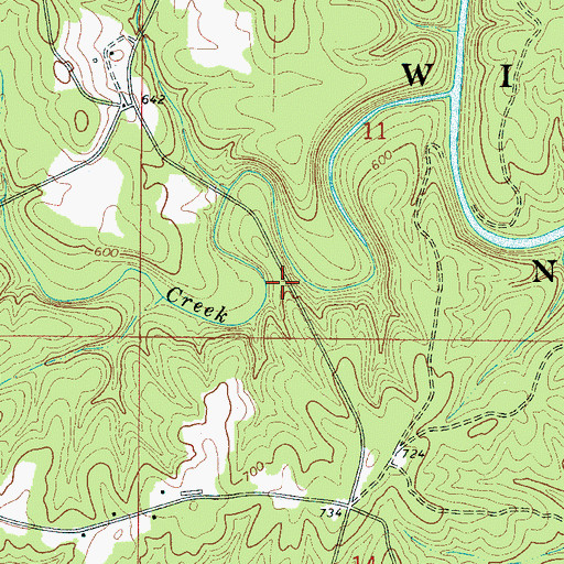 Topographic Map of Wilburns Mill (historical), AL