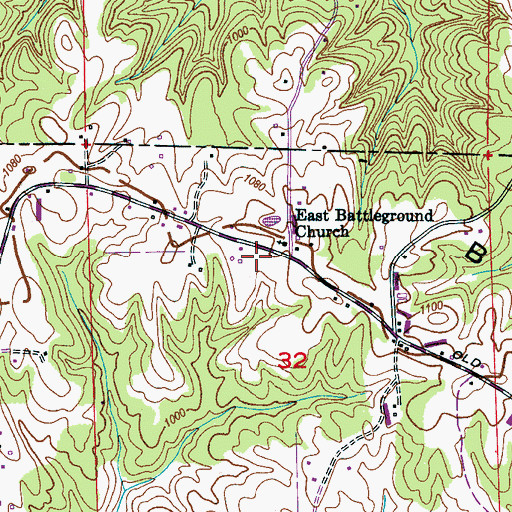 Topographic Map of Battleground Missionary Baptist Church, AL