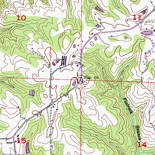 Topographic Map of Blair Congregational Methodist Church, AL