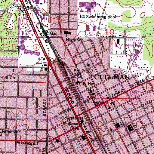 Topographic Map of Cullman County Museum, AL
