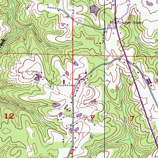 Topographic Map of Dripping Springs Church of Christ, AL