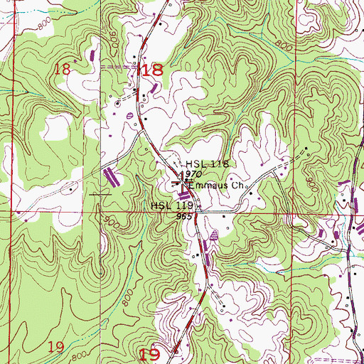 Topographic Map of Emeus Methodist Church, AL