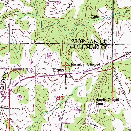 Topographic Map of Enon School (historical), AL