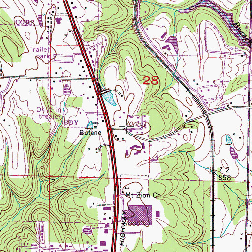 Topographic Map of Faith Baptist Church, AL