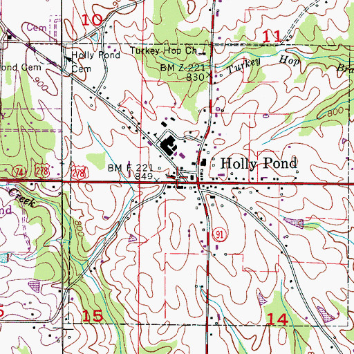 Topographic Map of First Baptist Church, AL