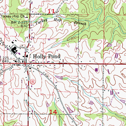 Topographic Map of Holly Pond United Methodist Church, AL