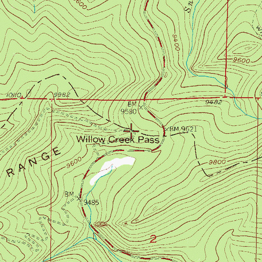 Topographic Map of Willow Creek Pass, CO