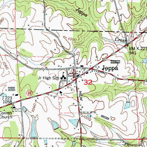 Topographic Map of Joppa Church of God, AL