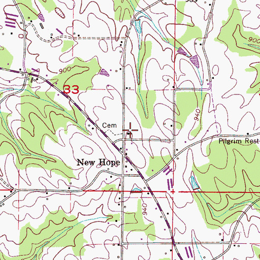 Topographic Map of New Hope Number 2 Baptist Church, AL