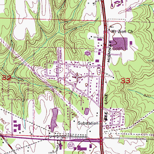 Topographic Map of Northwood, AL