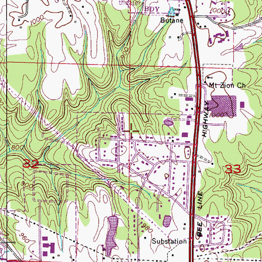 Topographic Map of Northwood Park, AL