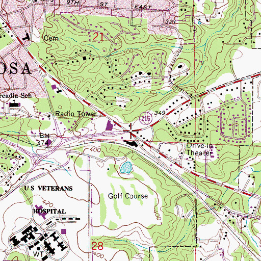 Topographic Map of Five Points, AL