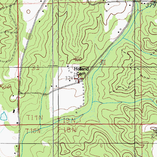Topographic Map of Holland Cemetery, AL