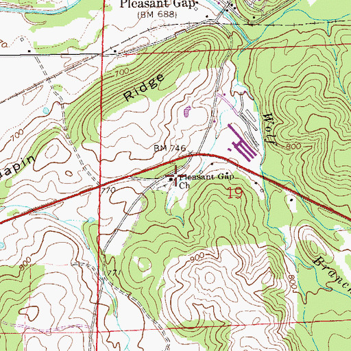 Topographic Map of Pleasant Gap School (historical), AL