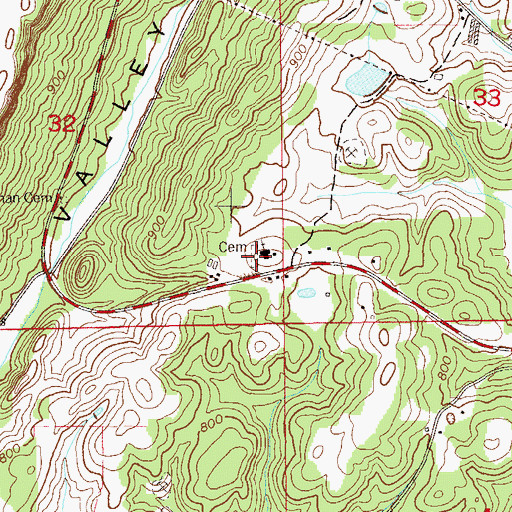 Topographic Map of Pleasant Hill Cemetery, AL