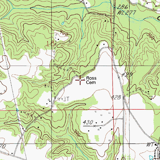 Topographic Map of Ross Cemetery, AL