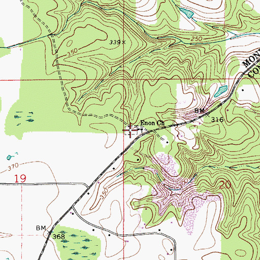 Topographic Map of Enon Cemetery, AL