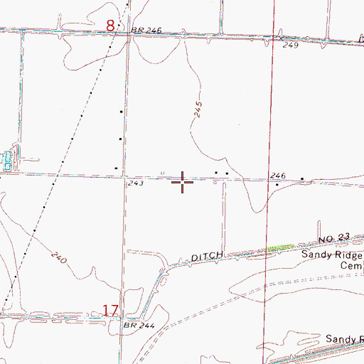 Topographic Map of Sandy Ridge School (historical), AR
