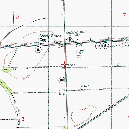 Topographic Map of Shady Oak School (historical), AR