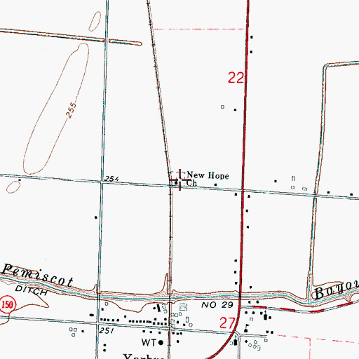 Topographic Map of Yarbro School (historical), AR