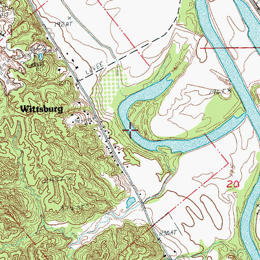 Topographic Map of Wittsburg Ferry (historical), AR