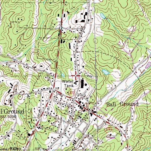 Topographic Map of Ball Ground Baptist Cemetery, GA