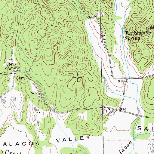 Topographic Map of Mahan Cemetery, GA