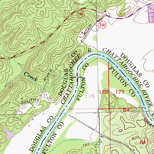 Topographic Map of Pumpkintown Ferry (historical), GA
