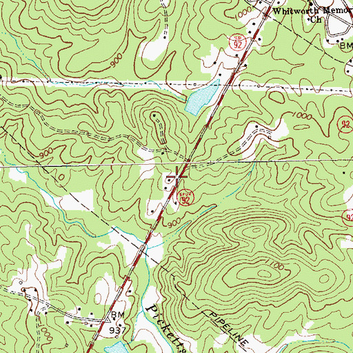 Topographic Map of Roxana, GA