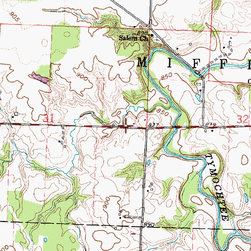 Topographic Map of Bradley Cemetery, OH