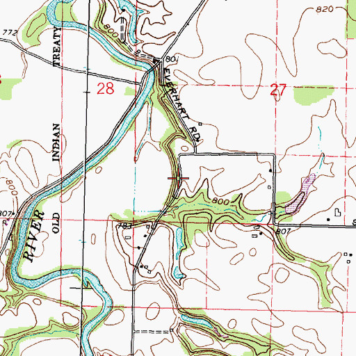 Topographic Map of Cutting Cemetery, OH