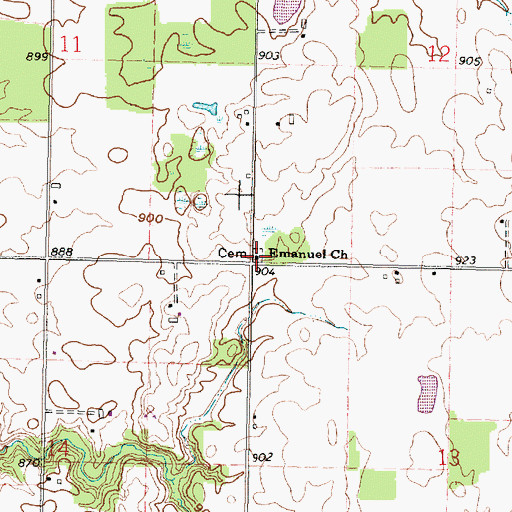 Topographic Map of Emanuel Cemetery, OH
