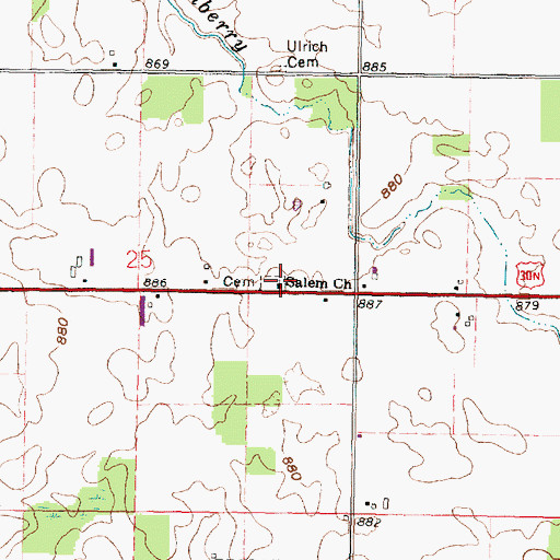 Topographic Map of Salem Cemetery, OH