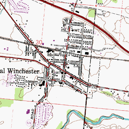 Topographic Map of Canal Winchester Post Office, OH