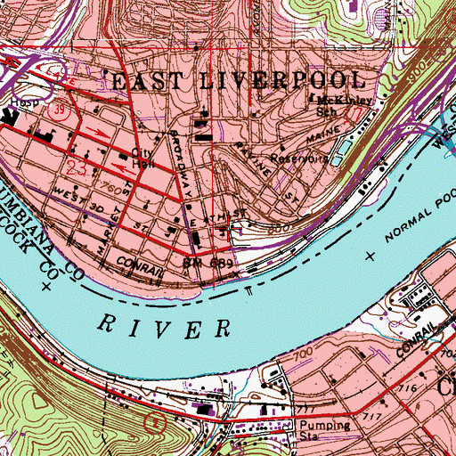 Topographic Map of Central School (historical), OH