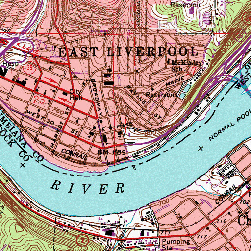 Topographic Map of First Church of Christ, OH