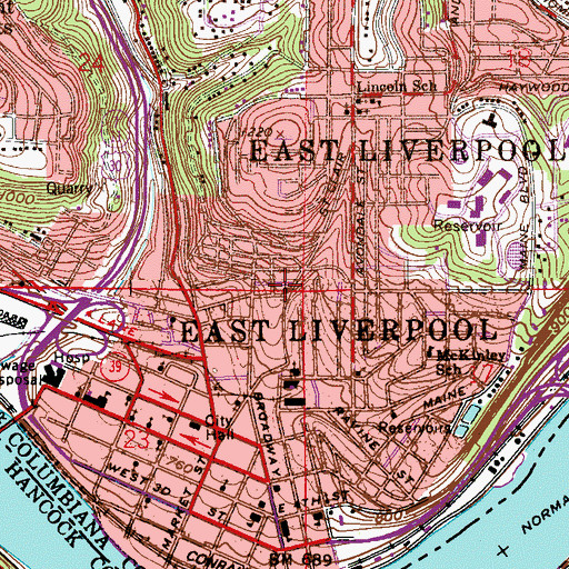 Topographic Map of First Church of God, OH