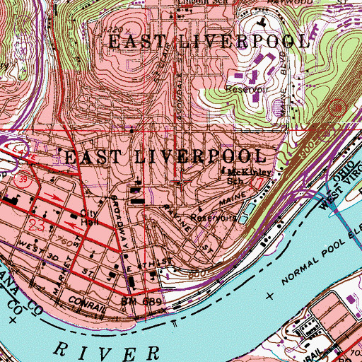 Topographic Map of First Free Methodist Church, OH