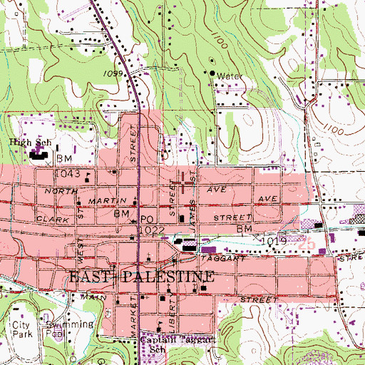 Topographic Map of North Avenue School (historical), OH